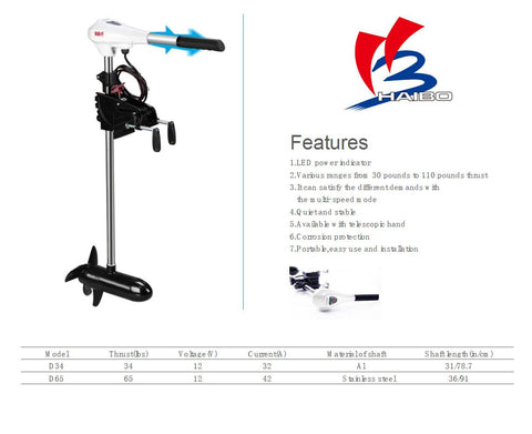 D65 (7 Speed 12V Electric Outboard Trolling Motor)